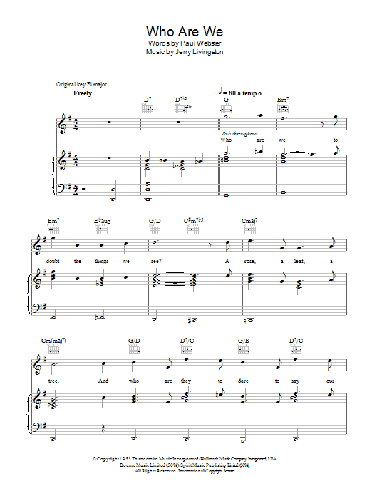 Vera Lynn Who Are We sheet music notes and chords arranged for Piano, Vocal & Guitar Chords