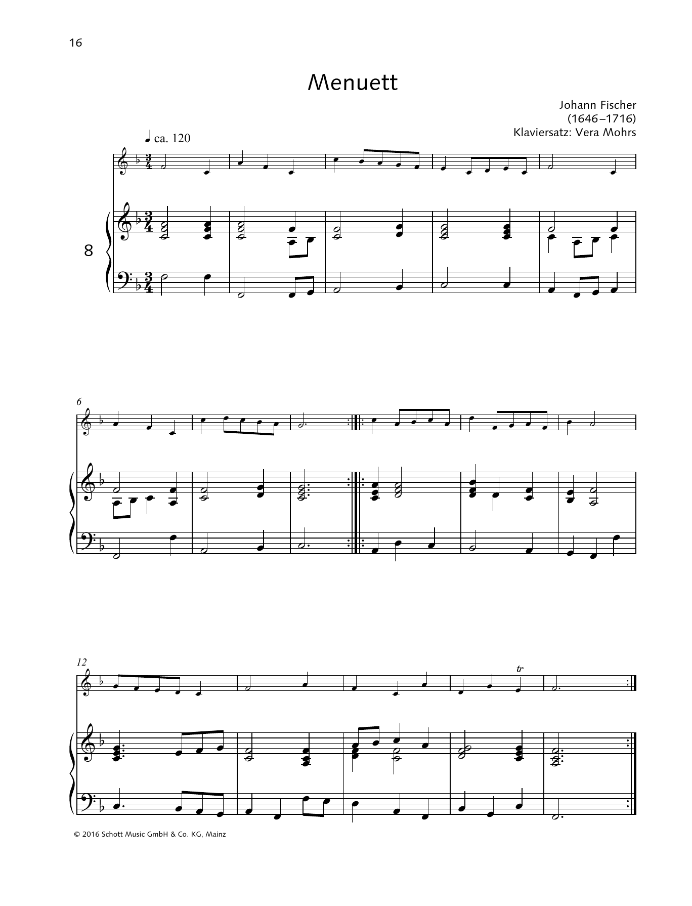 Vera Mohrs Minuet sheet music notes and chords arranged for Woodwind Solo