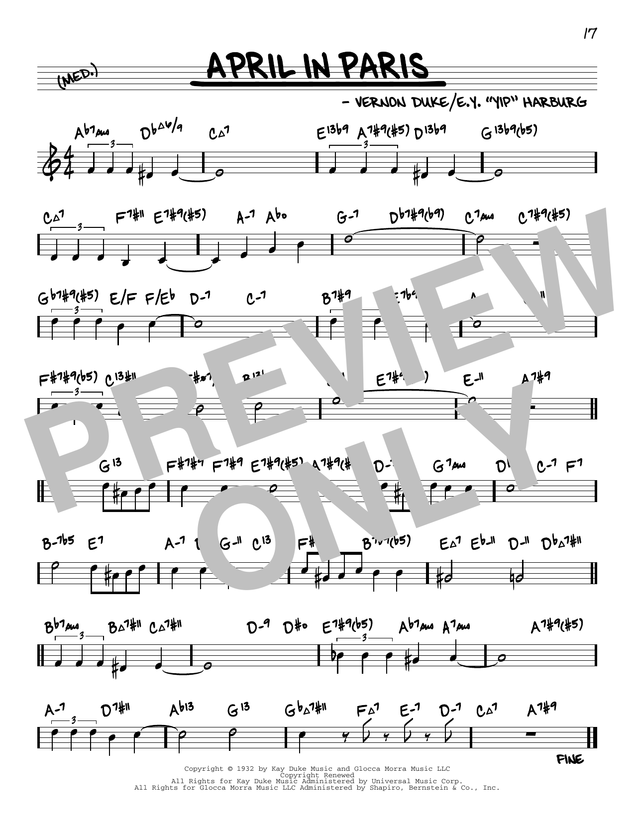 Vernon Duke April In Paris (arr. David Hazeltine) sheet music notes and chords arranged for Real Book – Enhanced Chords