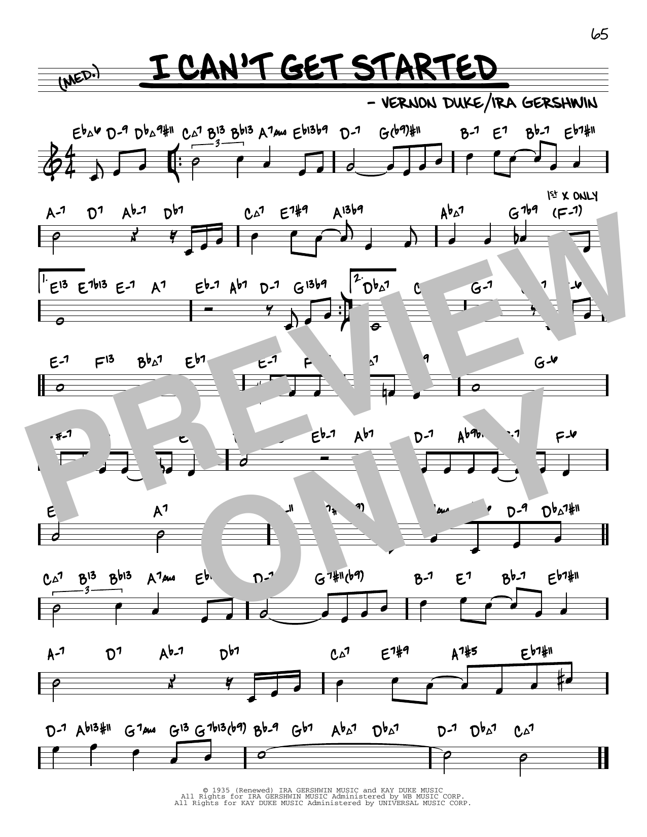 Vernon Duke I Can't Get Started (arr. David Hazeltine) sheet music notes and chords arranged for Real Book – Enhanced Chords
