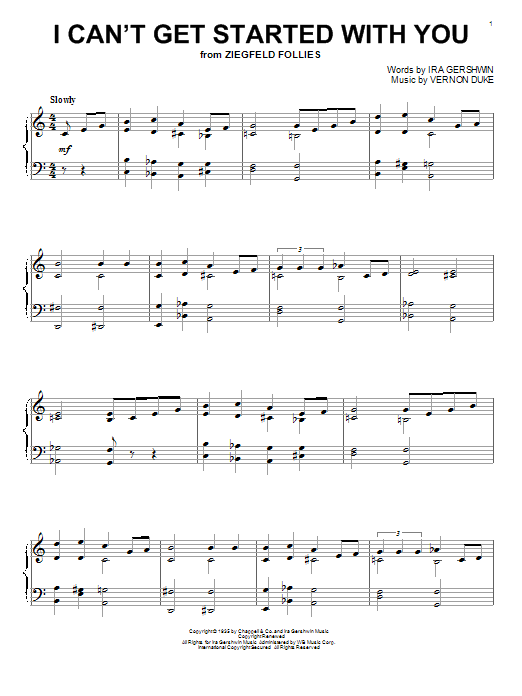 Vernon Duke I Can't Get Started With You sheet music notes and chords arranged for Piano Solo