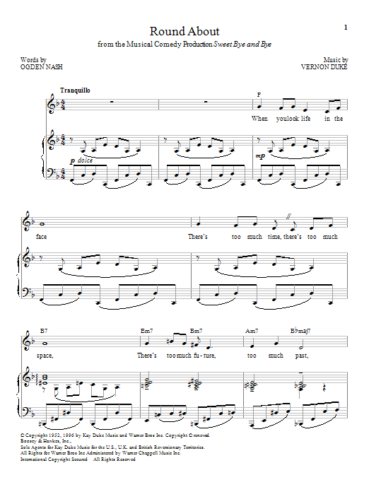 Vernon Duke Roundabout sheet music notes and chords arranged for Piano & Vocal