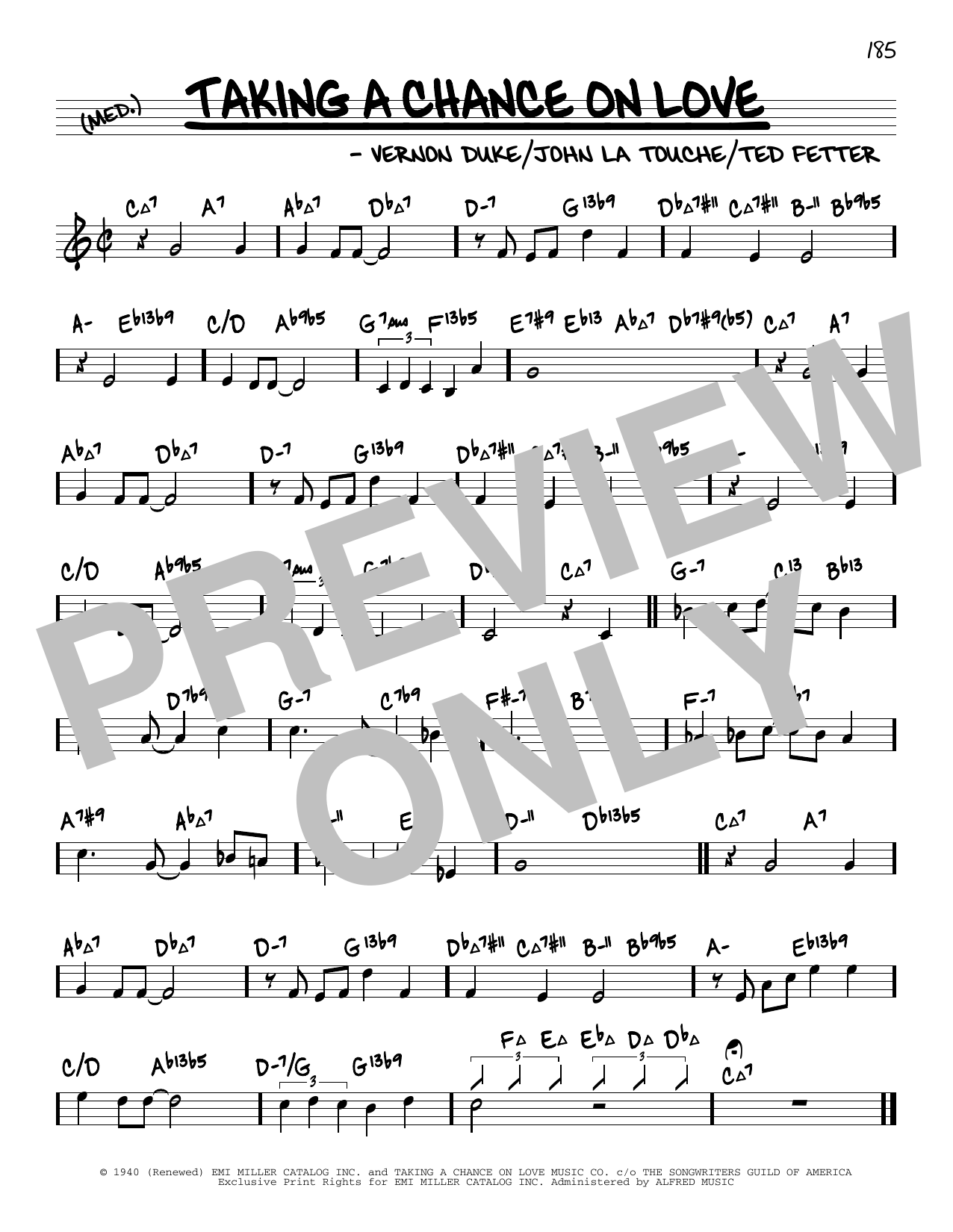 Vernon Duke Taking A Chance On Love (arr. David Hazeltine) sheet music notes and chords arranged for Real Book – Enhanced Chords