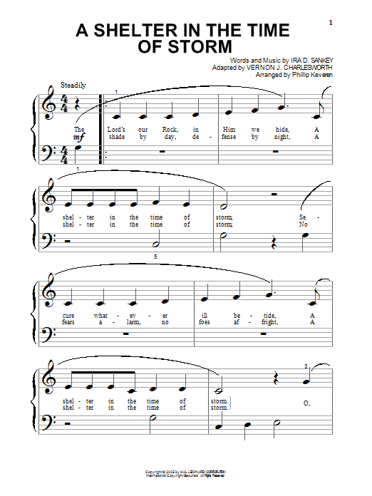 Vernon J. Charlesworth A Shelter In The Time Of Storm (arr. Phillip Keveren) sheet music notes and chords arranged for Beginning Piano Solo