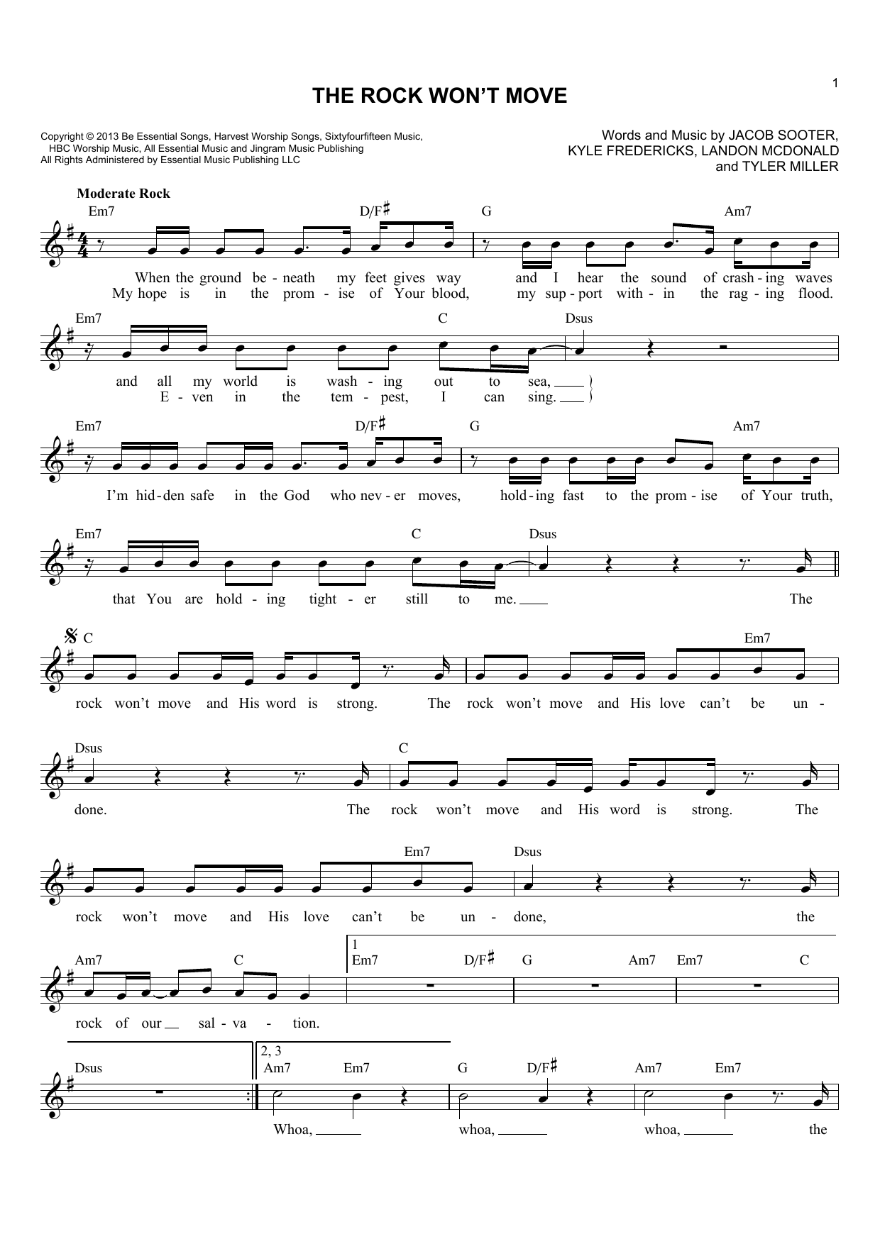 Tyler Miller The Rock Won't Move sheet music notes and chords arranged for Lead Sheet / Fake Book