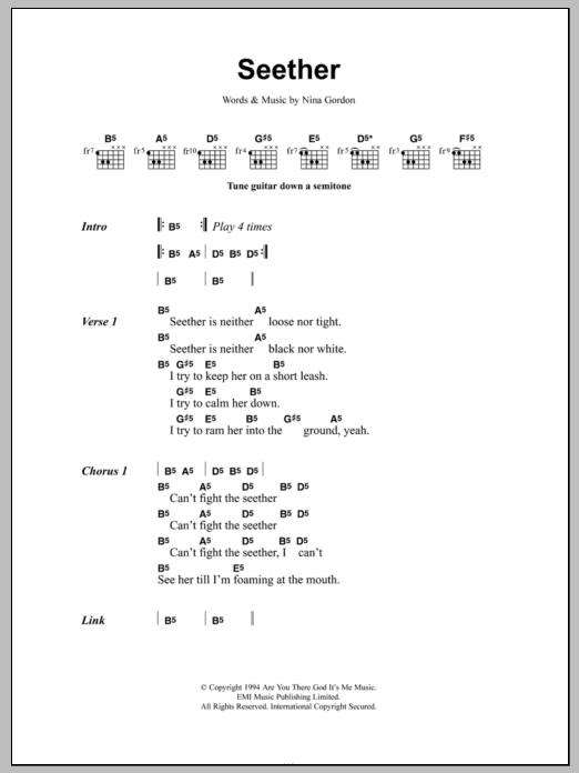 Veruca Salt Seether sheet music notes and chords arranged for Guitar Chords/Lyrics