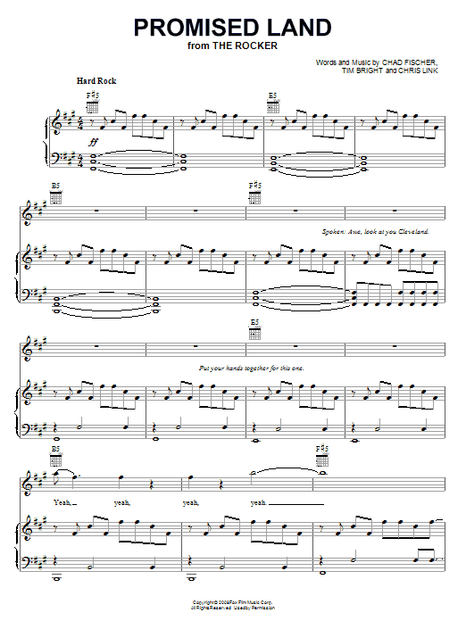 Vesuvius Promised Land sheet music notes and chords arranged for Piano, Vocal & Guitar Chords (Right-Hand Melody)