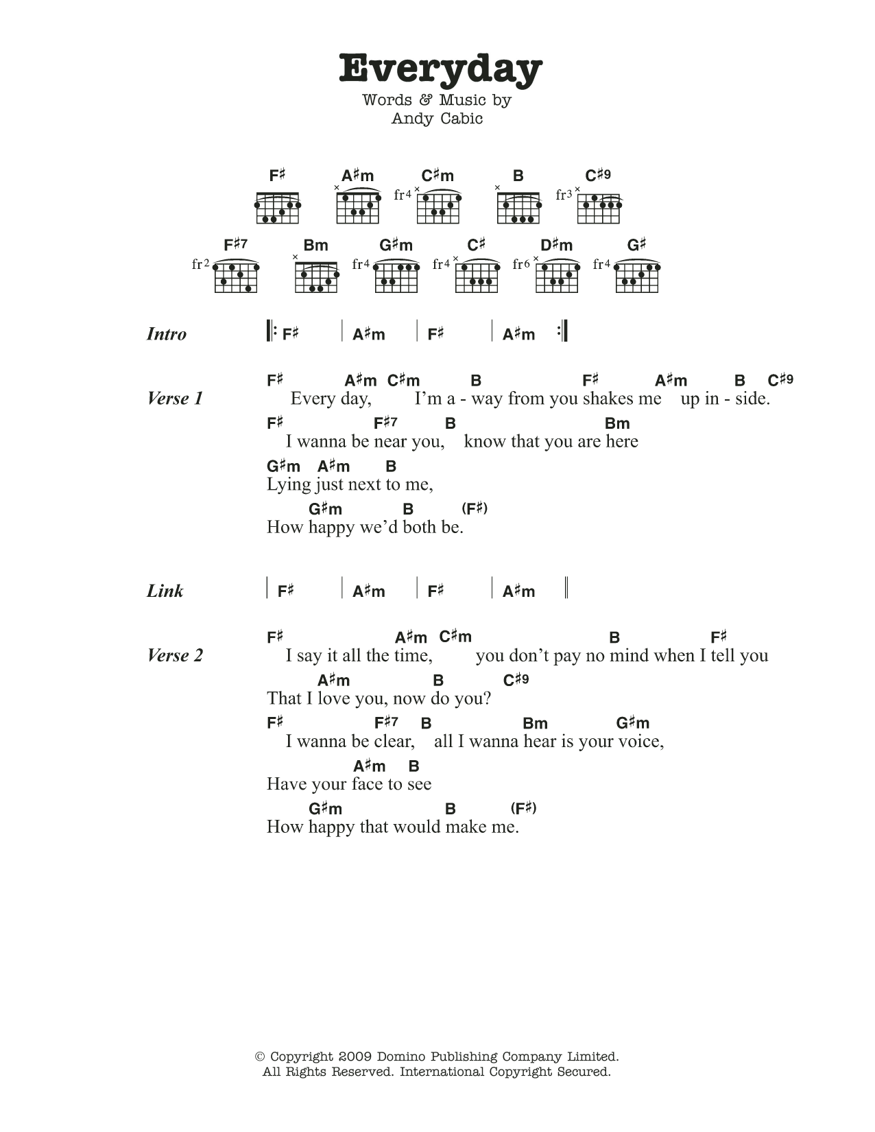 Vetiver Everyday sheet music notes and chords arranged for Guitar Chords/Lyrics
