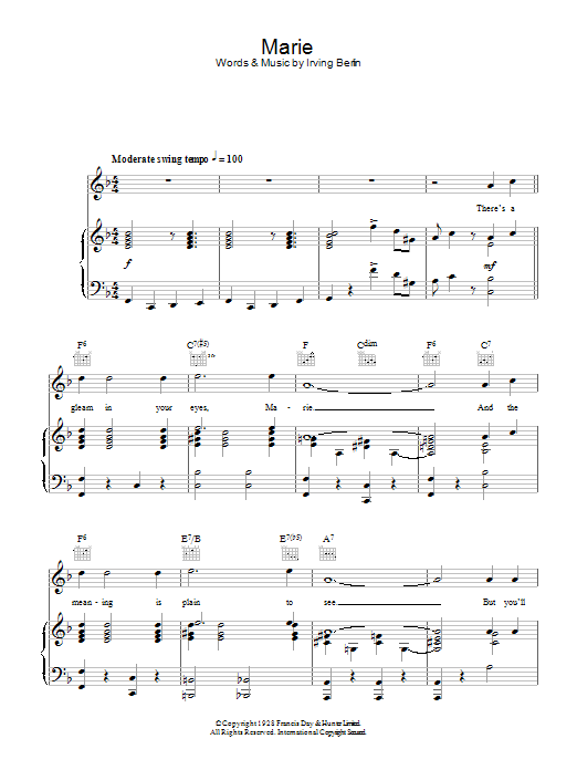 Vic Damone Marie sheet music notes and chords arranged for Piano, Vocal & Guitar Chords