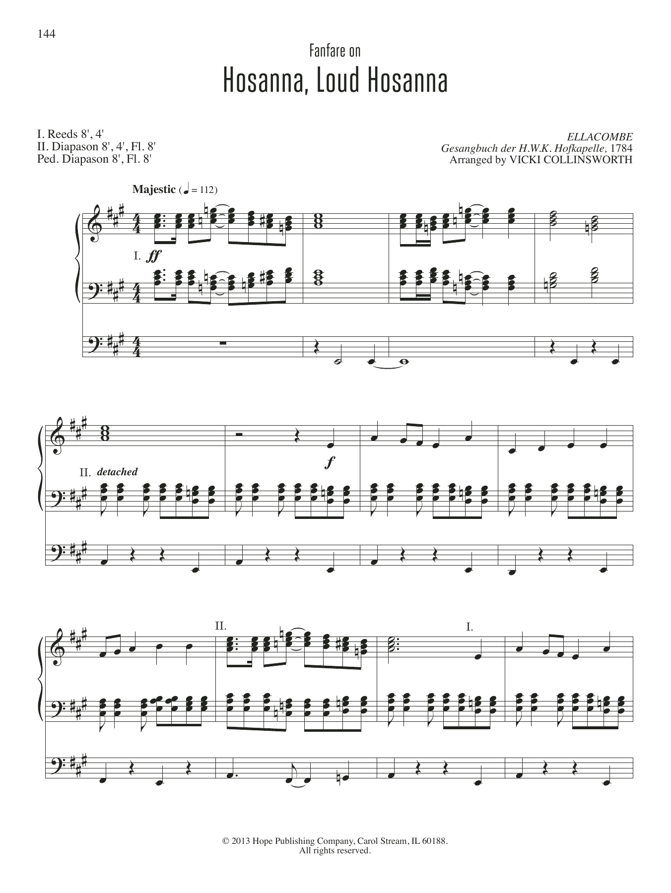 VICKI COLLINSWORTH Hosanna, Loud Hosanna sheet music notes and chords arranged for Organ