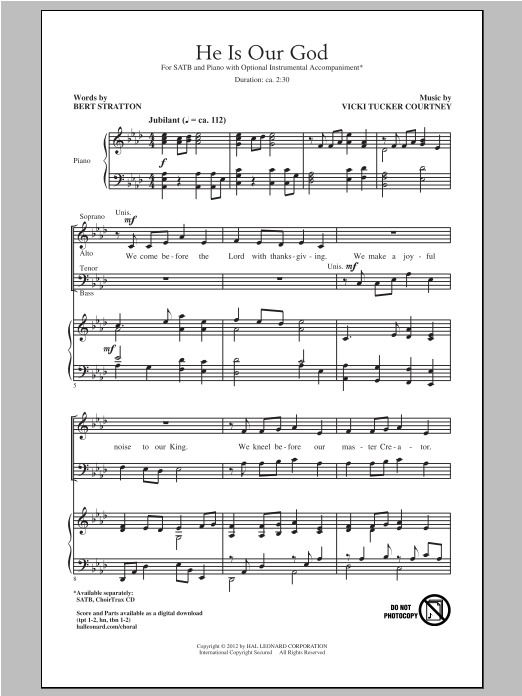 Vicki Tucker Courtney He Is Our God sheet music notes and chords arranged for SATB Choir