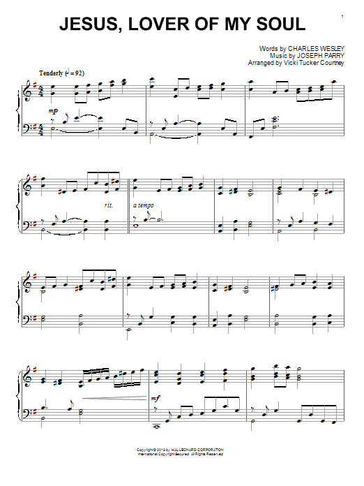 Vicki Tucker Courtney Jesus, Lover Of My Soul sheet music notes and chords arranged for Piano Solo