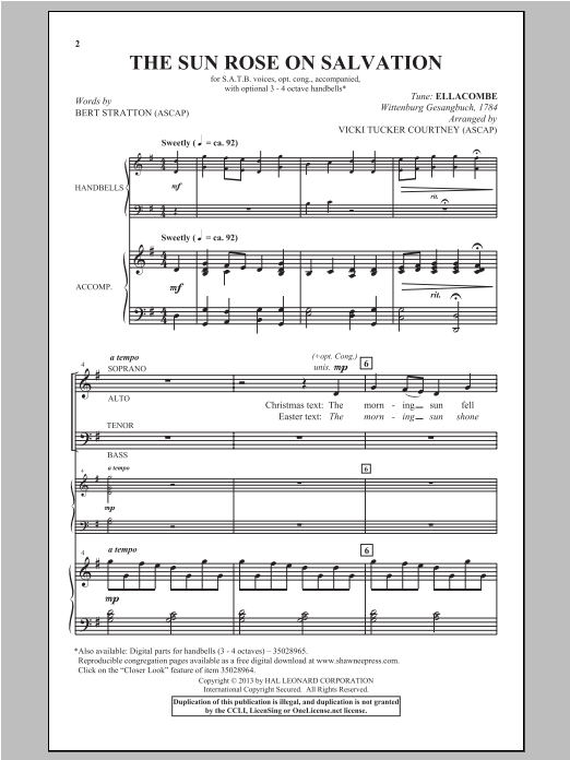 Vicki Tucker Courtney The Sun Rose On Salvation sheet music notes and chords arranged for Percussion Solo