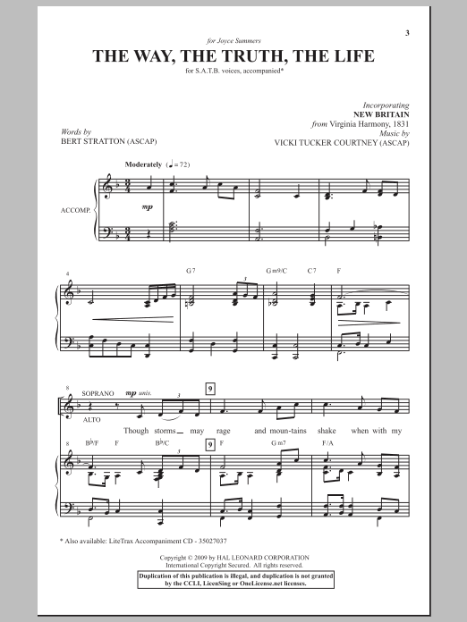 Vicki Tucker Courtney The Way, The Truth, The Life sheet music notes and chords arranged for SATB Choir