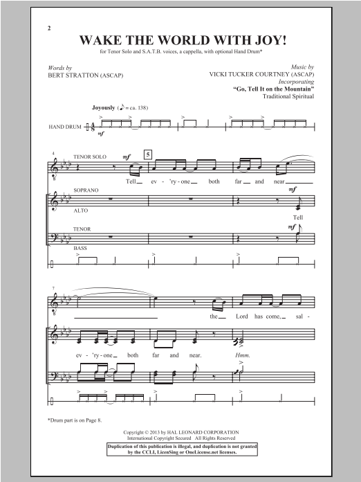 Vicki Tucker Courtney Wake The World With Joy! sheet music notes and chords arranged for SATB Choir