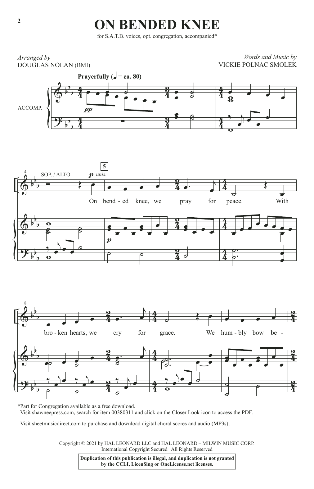 Vickie Polnac Smolek On Bended Knee (arr. Douglas Nolan) sheet music notes and chords arranged for SATB Choir