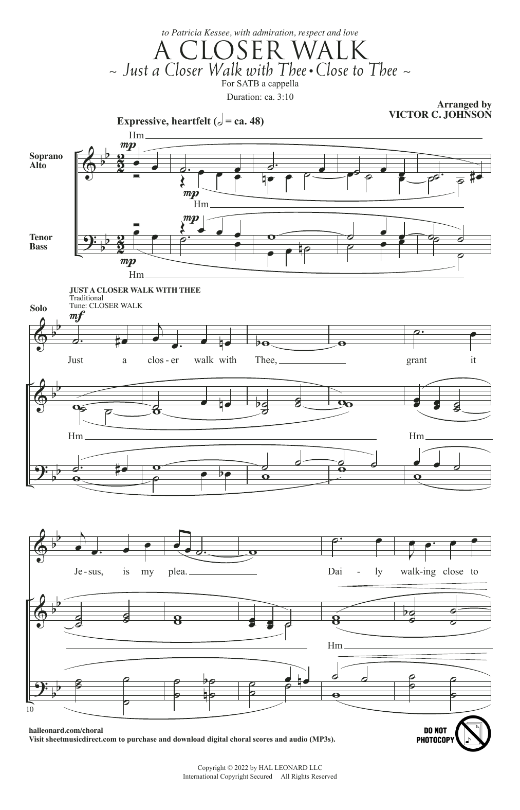 Victor C. Johnson A Closer Walk sheet music notes and chords arranged for SATB Choir
