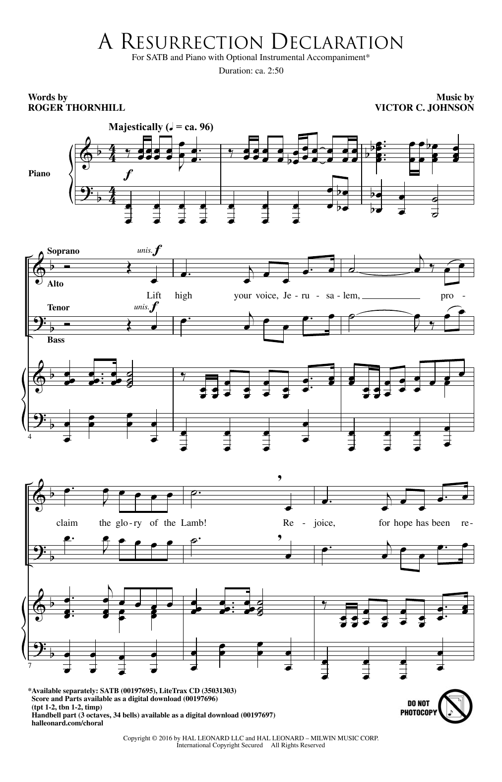 Victor C. Johnson A Resurrection Declaration sheet music notes and chords arranged for SATB Choir
