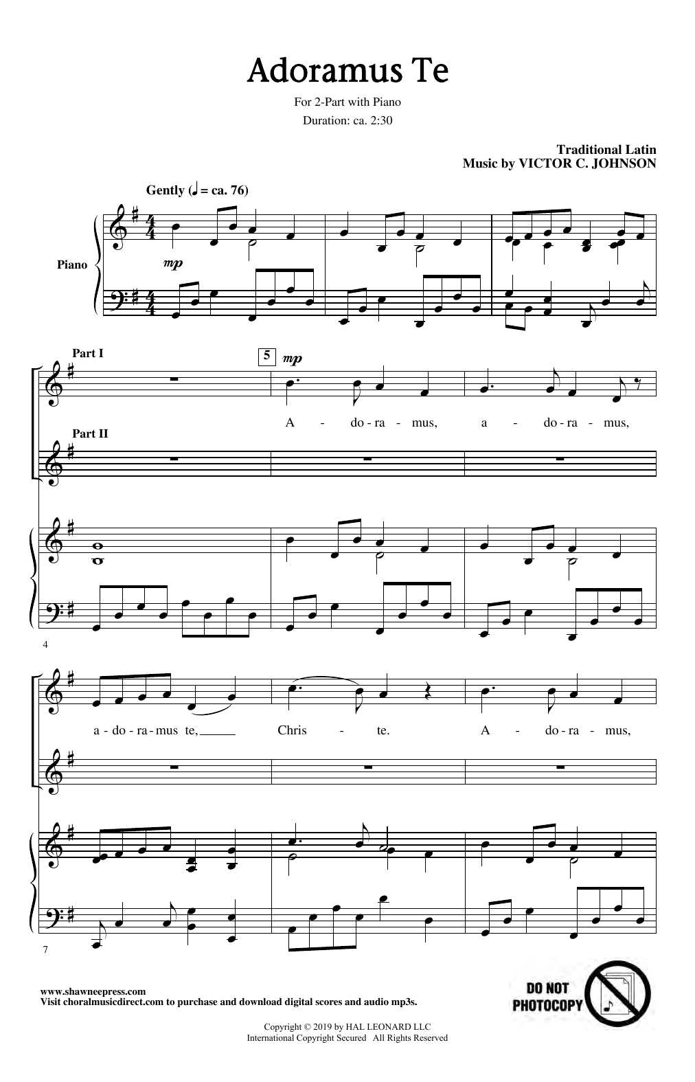 Victor C. Johnson Adoramus Te sheet music notes and chords arranged for 2-Part Choir