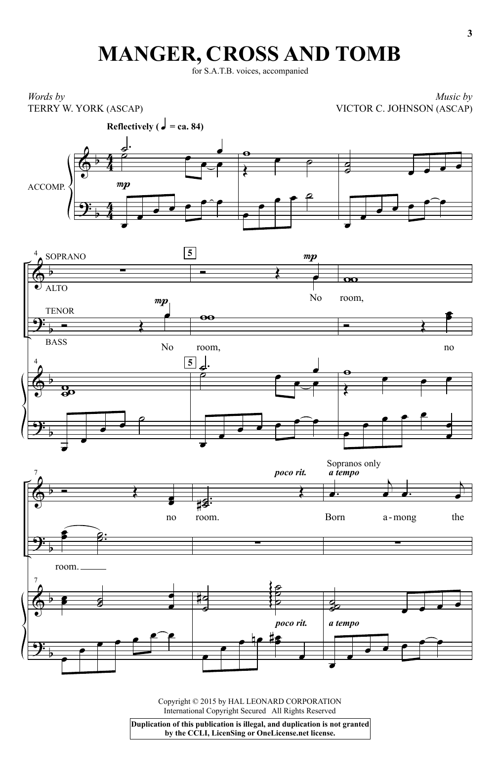 Victor C. Johnson Manger, Cross And Tomb sheet music notes and chords arranged for SATB Choir