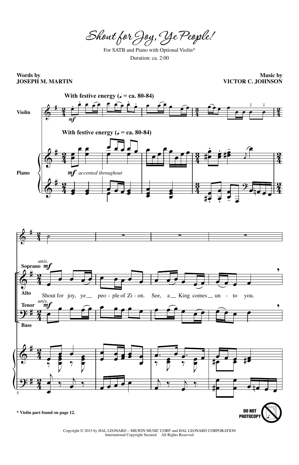 Victor C. Johnson Shout For Joy, Ye People sheet music notes and chords arranged for SATB Choir