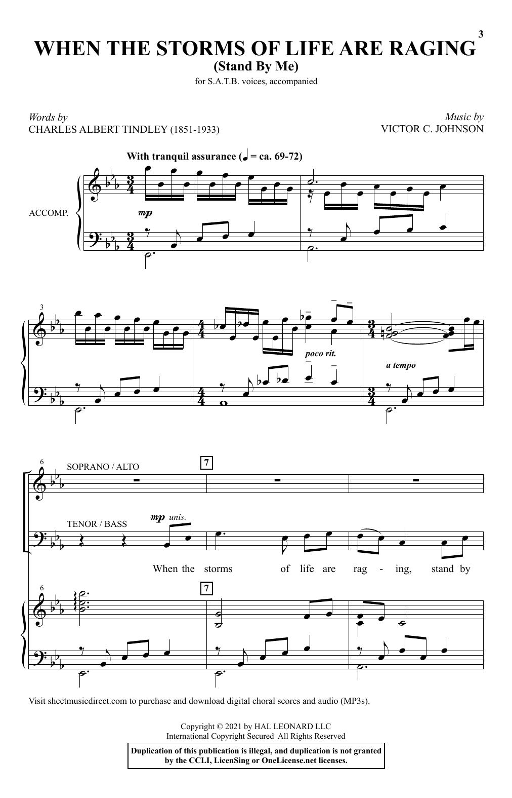 Victor C. Johnson When The Storms Of Life Are Raging (Stand By Me) sheet music notes and chords arranged for SATB Choir