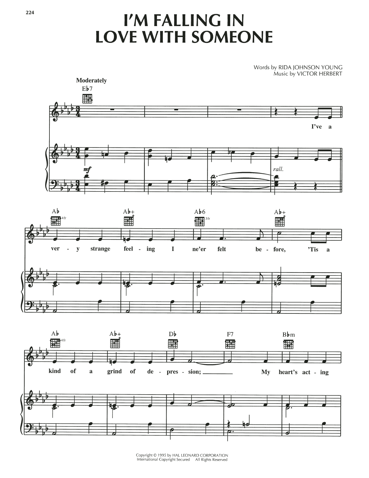 Victor Herbert I'm Falling In Love With Someone sheet music notes and chords arranged for Piano, Vocal & Guitar Chords (Right-Hand Melody)