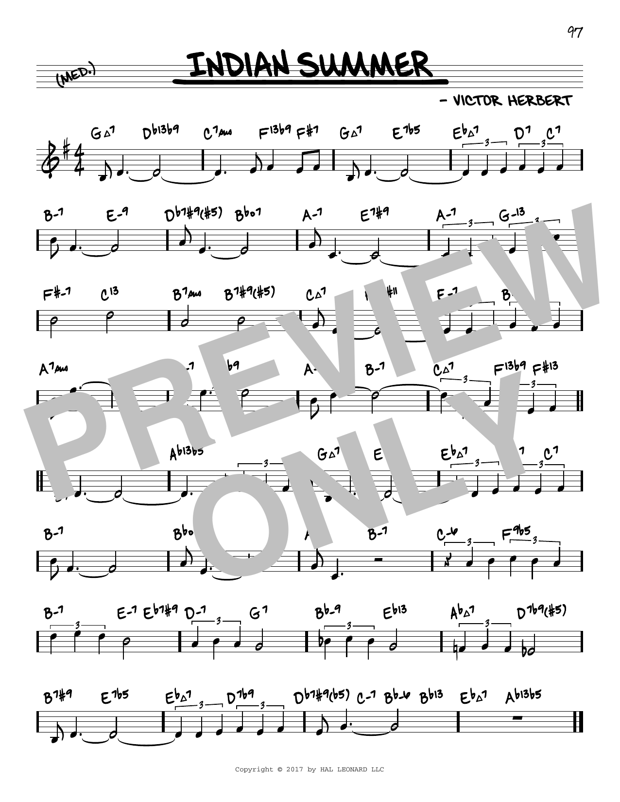 Victor Herbert Indian Summer (arr. David Hazeltine) sheet music notes and chords arranged for Real Book – Enhanced Chords