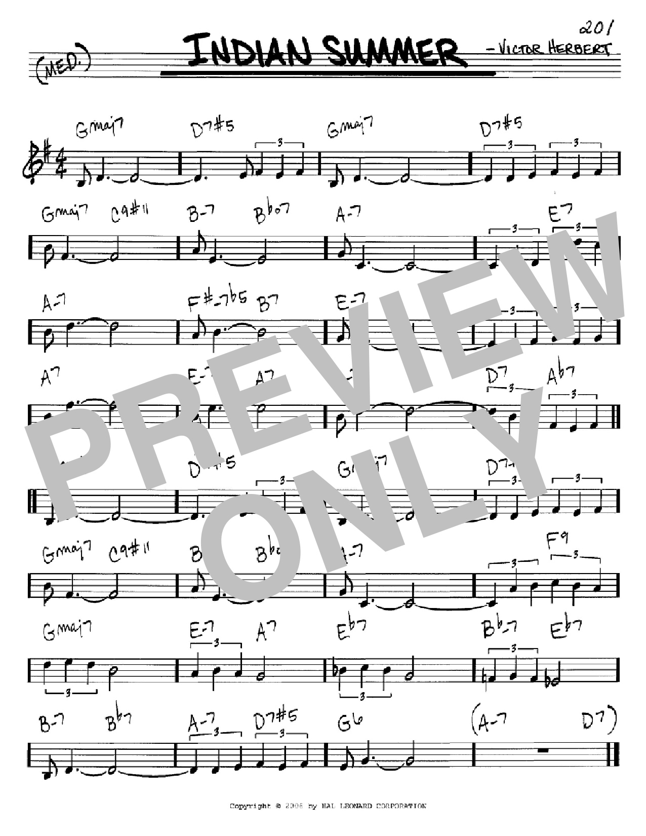 Victor Herbert Indian Summer sheet music notes and chords arranged for Real Book – Melody & Chords – C Instruments