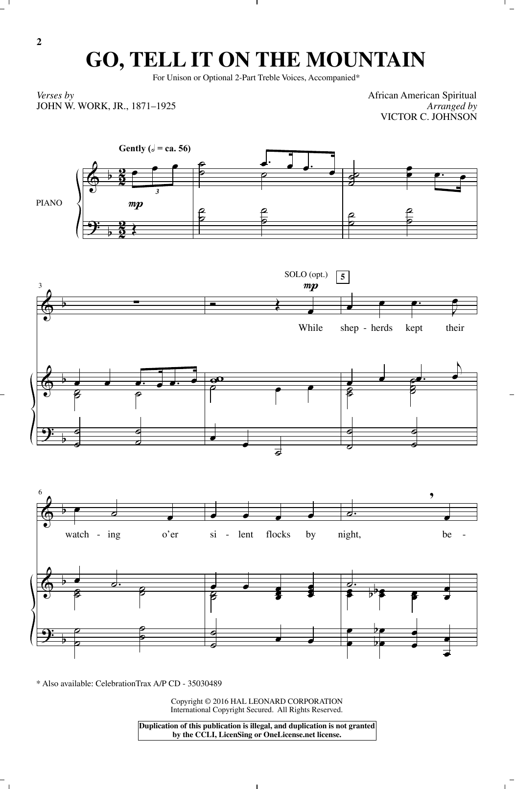 Victor Johnson Go, Tell It On The Mountain sheet music notes and chords arranged for Choir