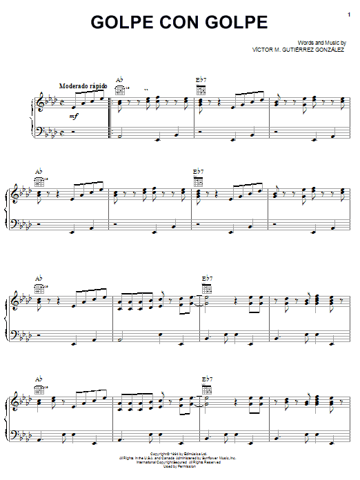 Víctor M. Gutierrez Gonzalez Golpe Con Golpe sheet music notes and chords arranged for Piano, Vocal & Guitar Chords (Right-Hand Melody)