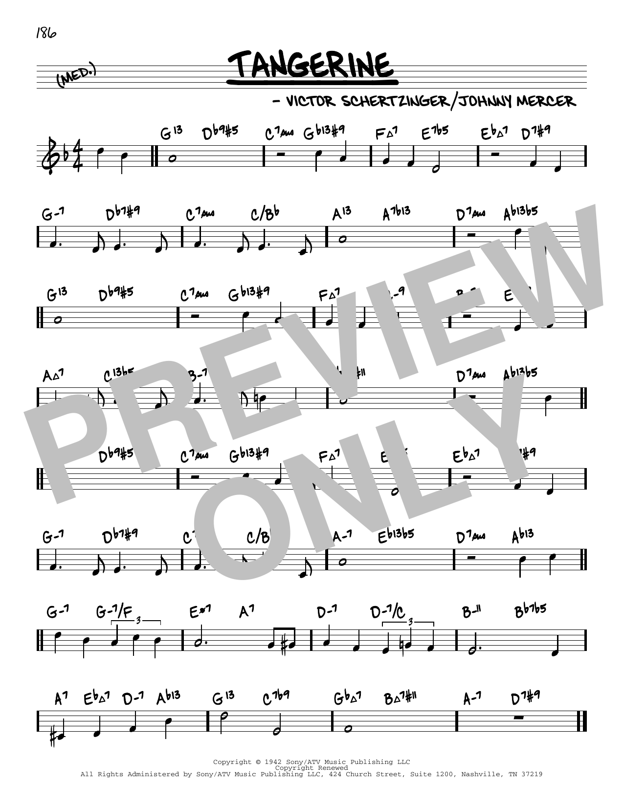 Victor Schertzinger Tangerine (arr. David Hazeltine) sheet music notes and chords arranged for Real Book – Enhanced Chords