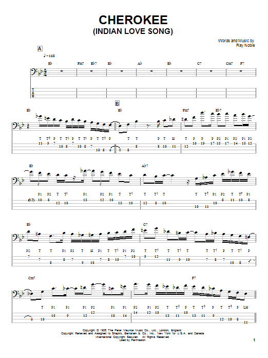 Victor Wooten Cherokee (Indian Love Song) sheet music notes and chords arranged for Bass Guitar Tab