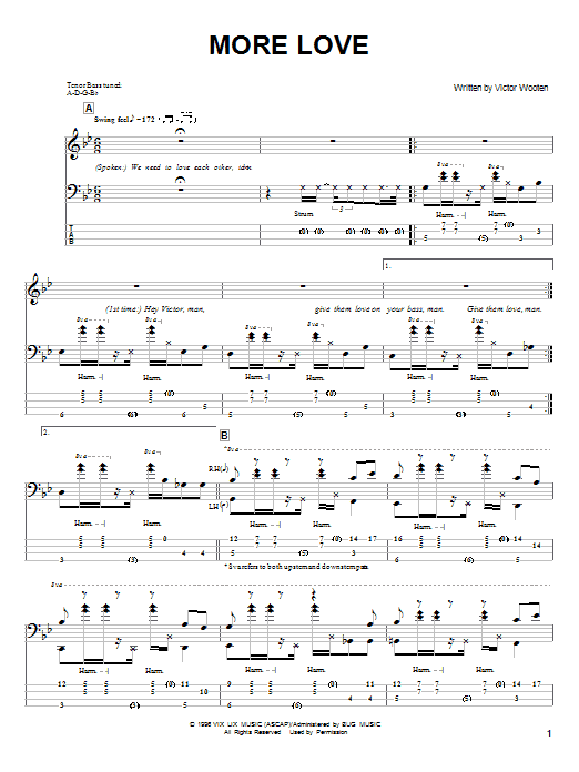 Victor Wooten More Love sheet music notes and chords arranged for Bass Guitar Tab