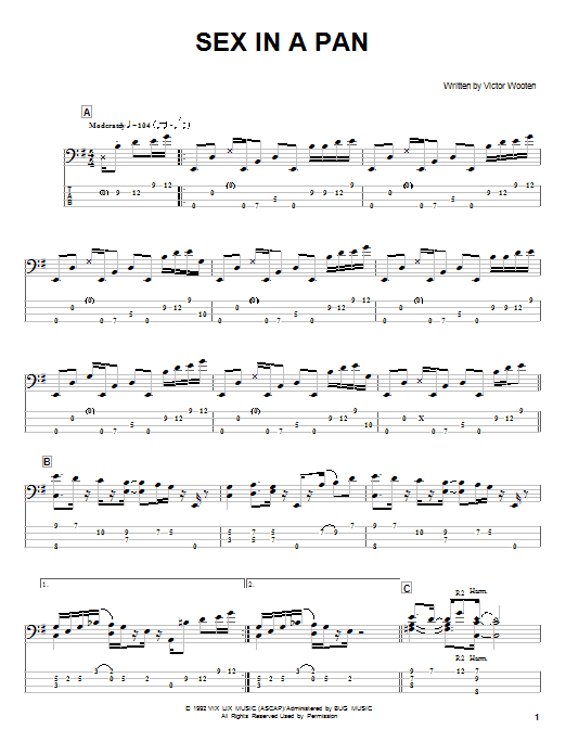 Victor Wooten Sex In A Pan sheet music notes and chords arranged for Bass Guitar Tab