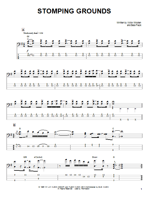 Victor Wooten Stomping Grounds sheet music notes and chords arranged for Bass Guitar Tab