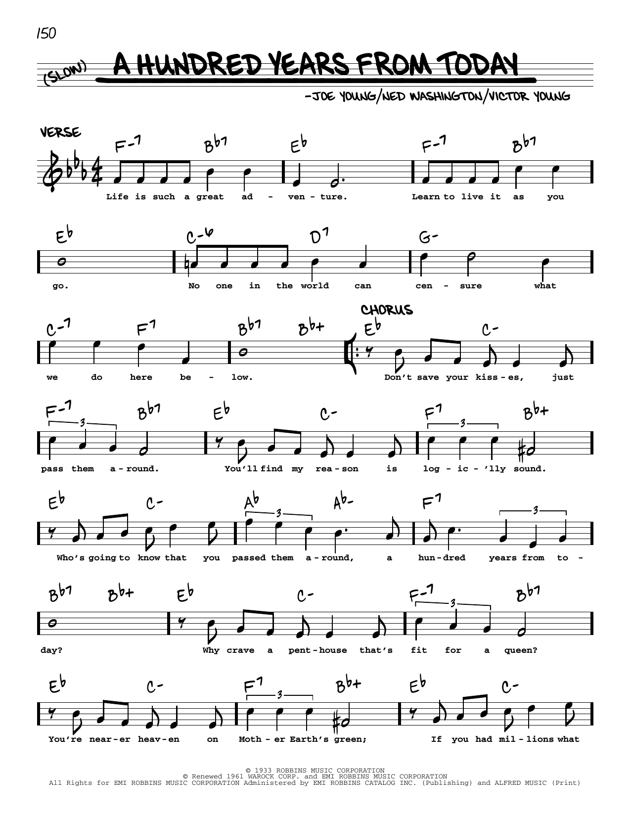 Frank Sinatra A Hundred Years From Today (arr. Robert Rawlins) sheet music notes and chords arranged for Real Book – Melody, Lyrics & Chords