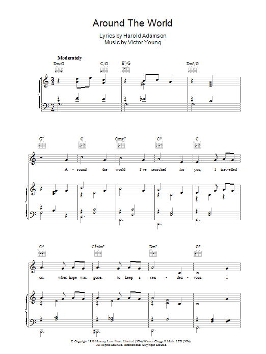 Victor Young Around The World sheet music notes and chords arranged for Piano, Vocal & Guitar Chords