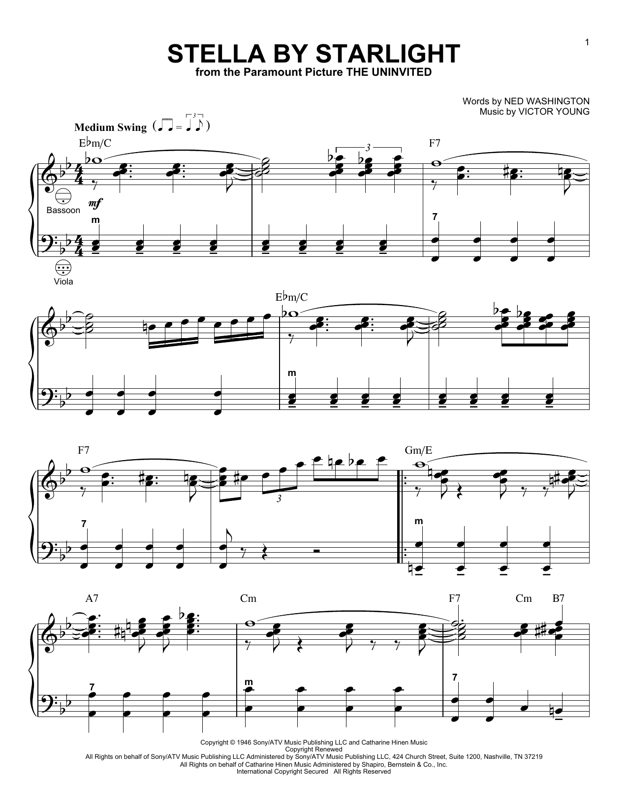Victor Young Stella By Starlight (arr. Gary Meisner) sheet music notes and chords arranged for Accordion
