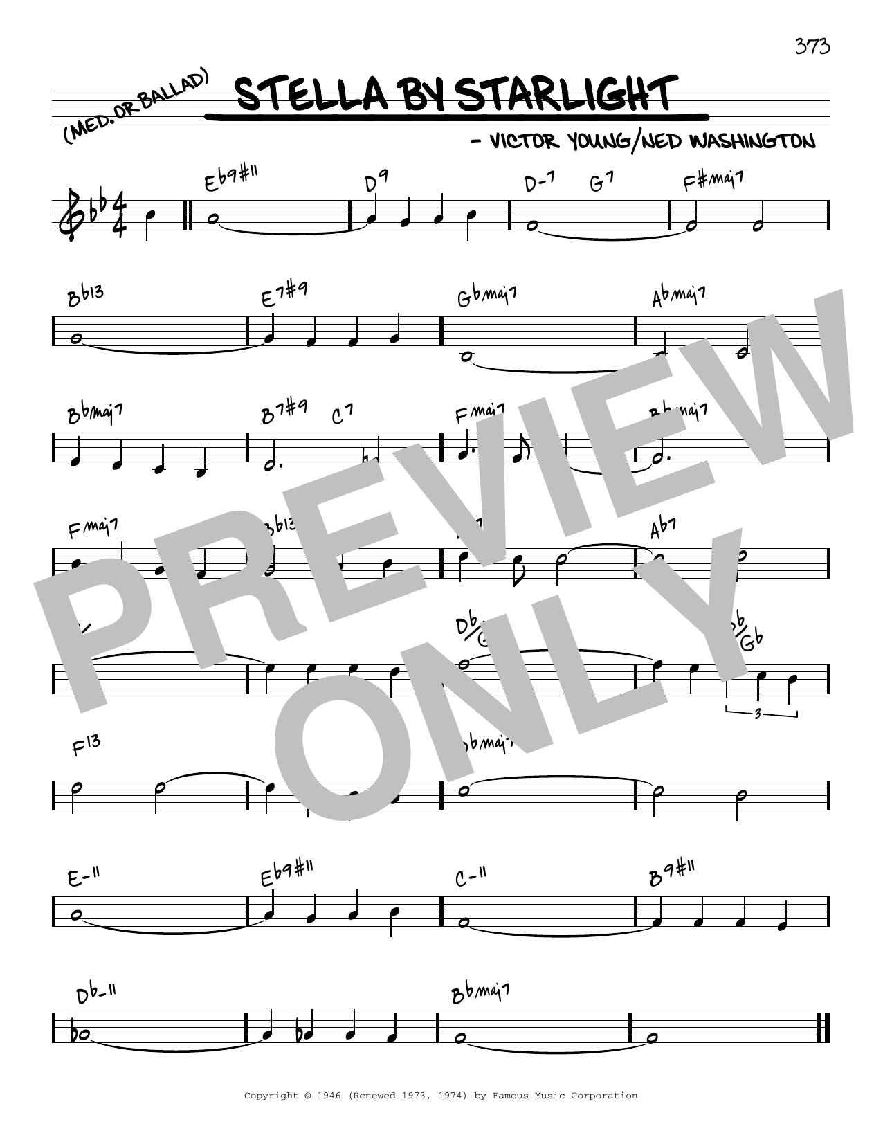 Victor Young Stella By Starlight [Reharmonized version] (arr. Jack Grassel) sheet music notes and chords arranged for Real Book – Melody & Chords