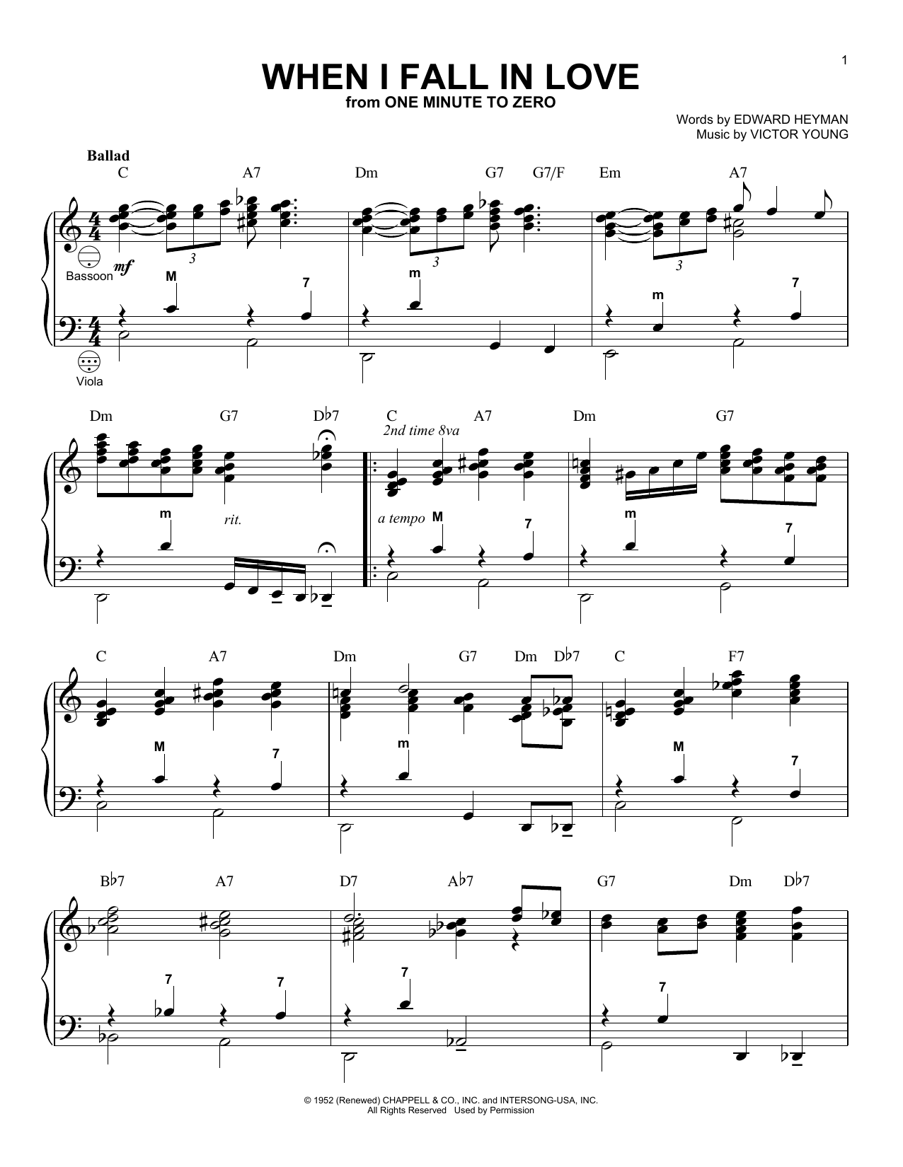 Victor Young When I Fall In Love (arr. Gary Meisner) sheet music notes and chords arranged for Accordion