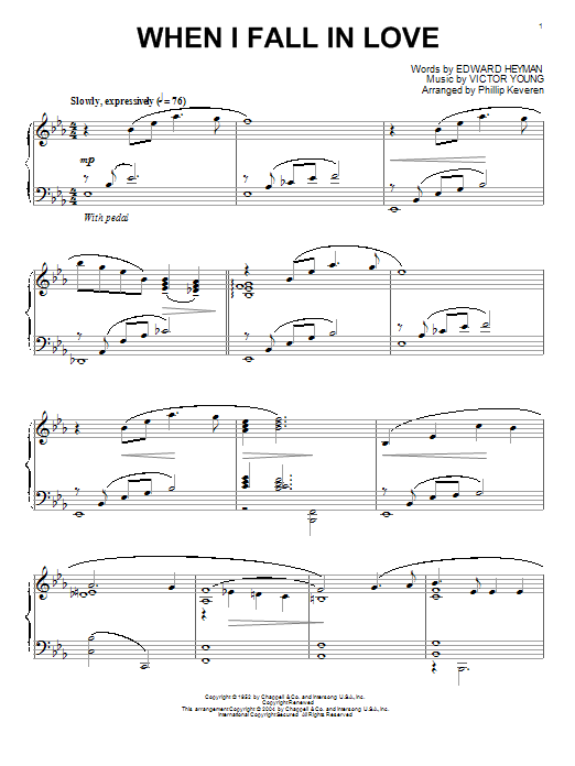 Victor Young When I Fall In Love (arr. Phillip Keveren) sheet music notes and chords arranged for Easy Piano