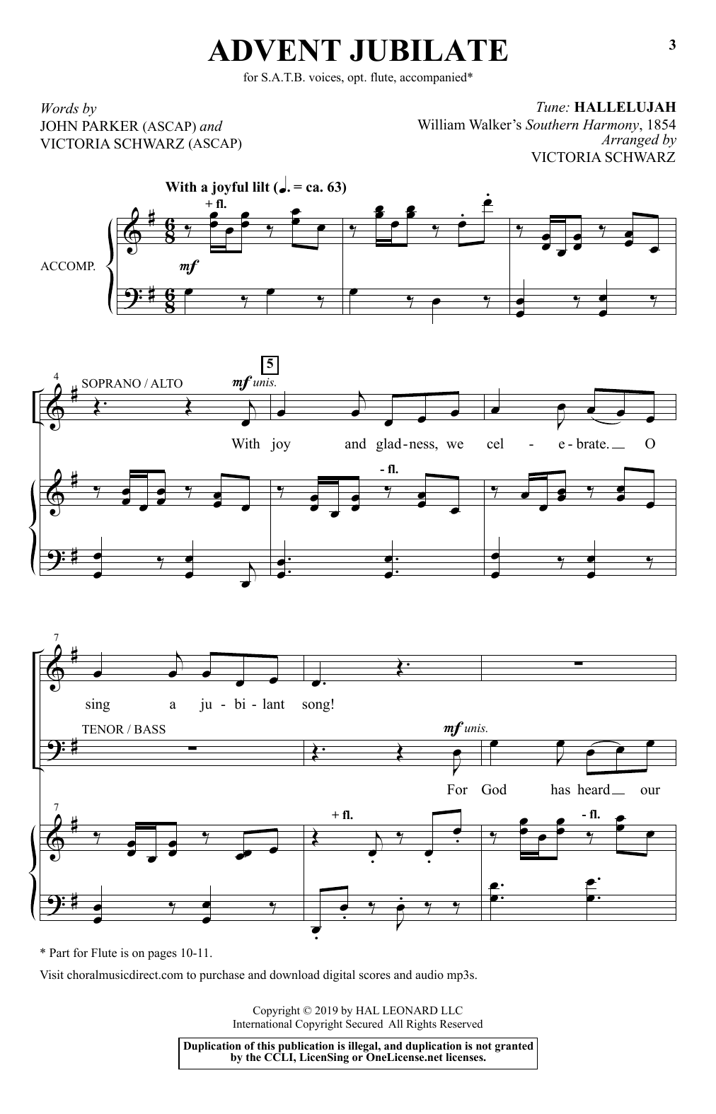 Victoria Schwarz Advent Jubilate sheet music notes and chords arranged for Choir