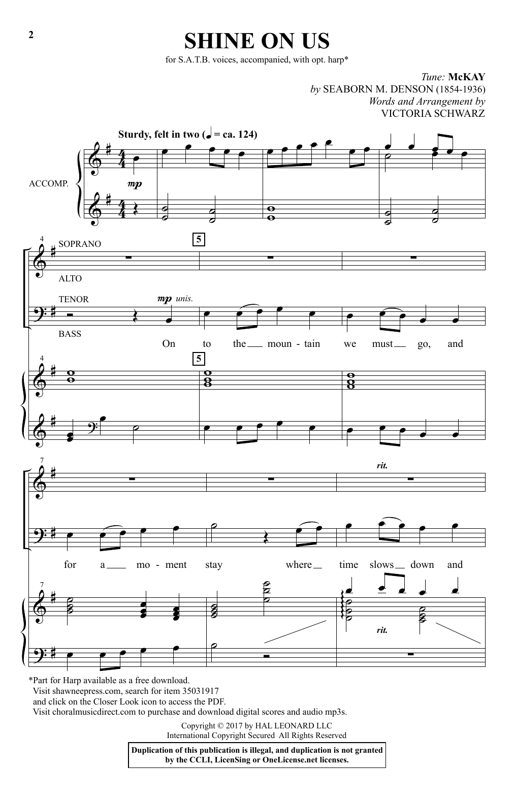 Victoria Schwarz Shine On Us sheet music notes and chords arranged for SATB Choir