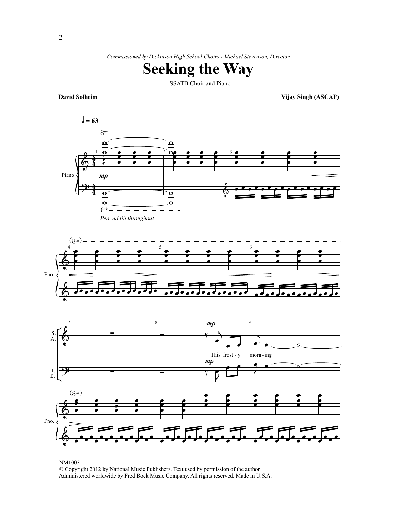 Vijay Singh Seeking The Way sheet music notes and chords arranged for SATB Choir