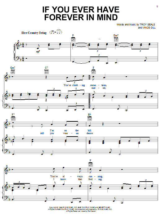 Vince Gill If You Ever Have Forever In Mind sheet music notes and chords arranged for Piano, Vocal & Guitar Chords (Right-Hand Melody)