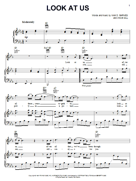 Vince Gill Look At Us sheet music notes and chords arranged for Piano, Vocal & Guitar Chords (Right-Hand Melody)