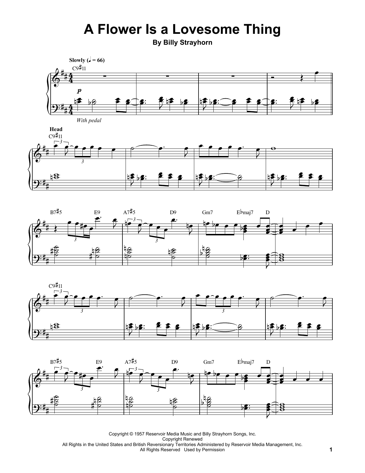 Vince Guaraldi A Flower Is A Lovesome Thing sheet music notes and chords arranged for Piano Transcription