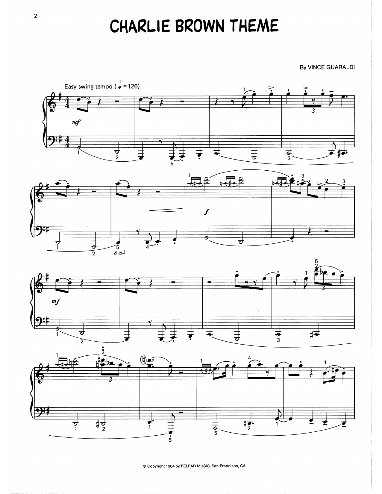 Vince Guaraldi Charlie Brown Theme (arr. Lee Evans) sheet music notes and chords arranged for Piano Solo