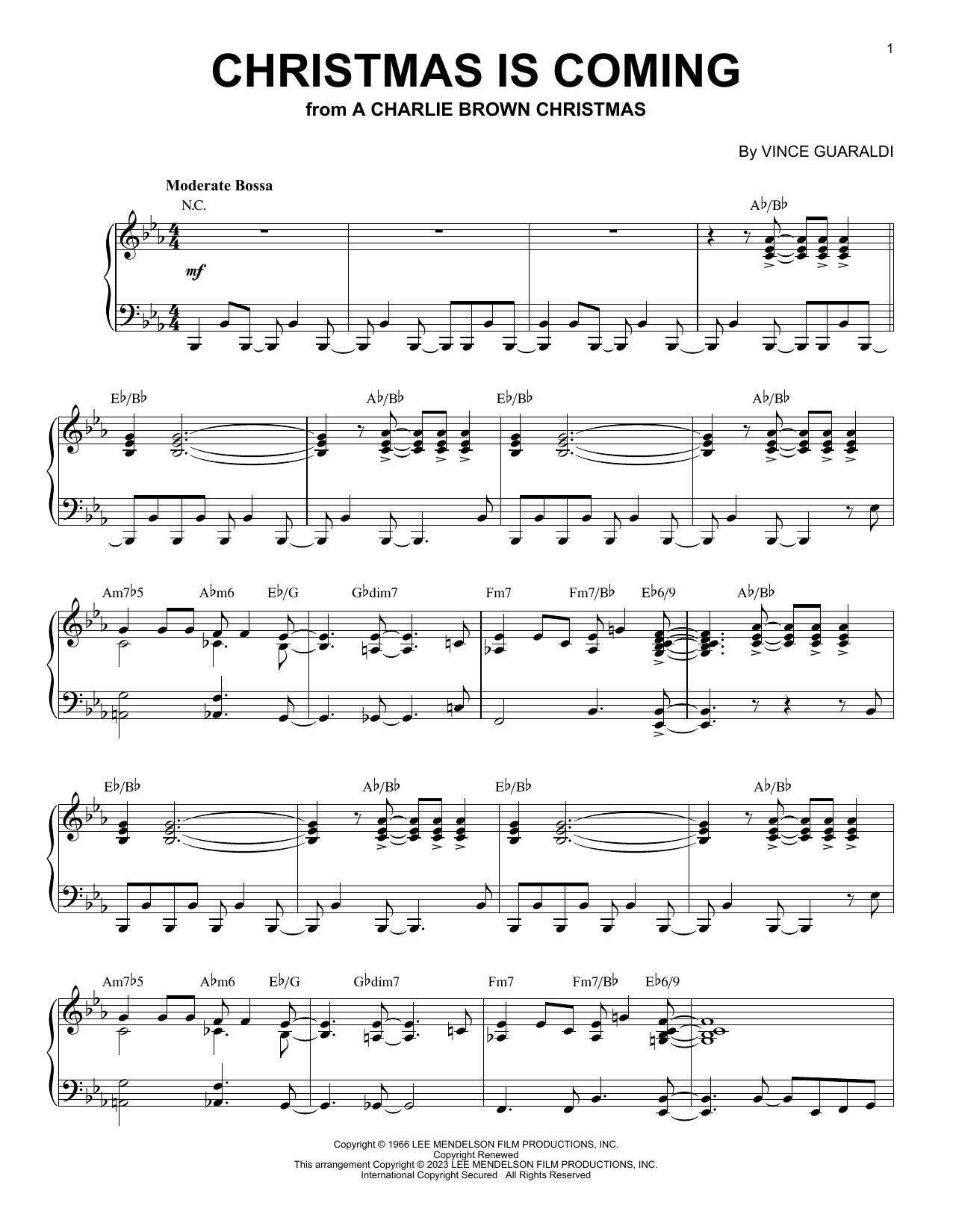 Vince Guaraldi Christmas Is Coming [Jazz version] (arr. Brent Edstrom) sheet music notes and chords arranged for Piano Solo